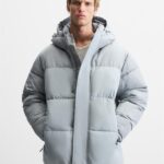 Zara men's puffy hooded jacket