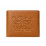 OLO RALPH LAUREN Embossed Logo Leather Bifold Wallet Men - TAN